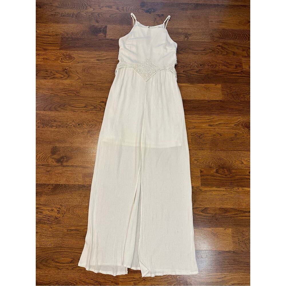 Xhilaration Lace Trim Cutout Maxi Dress Women’s Medium White Boho Beach Flowy